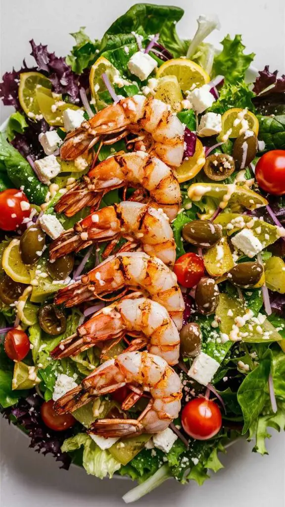 Greek Salad with Grilled Shrimp