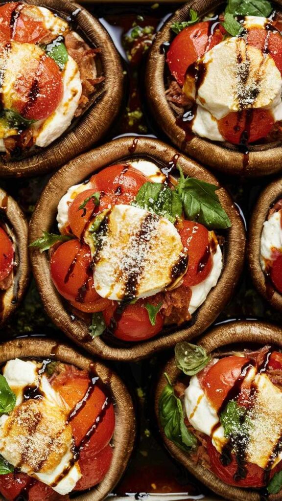 Oven Baked Caprese Stuffed Portobello Mushrooms