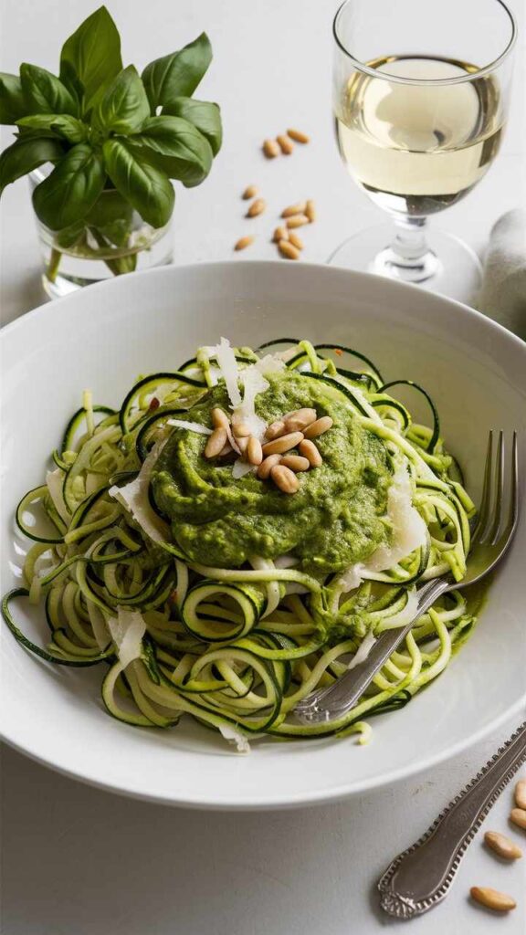 Zucchini Noodles with Avocado Pesto 