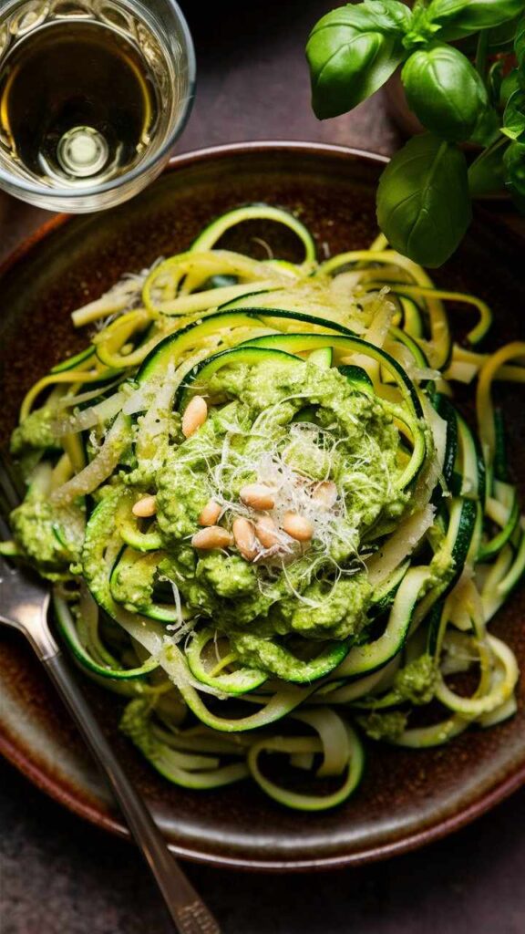 Zucchini Noodles with Avocado Pesto 