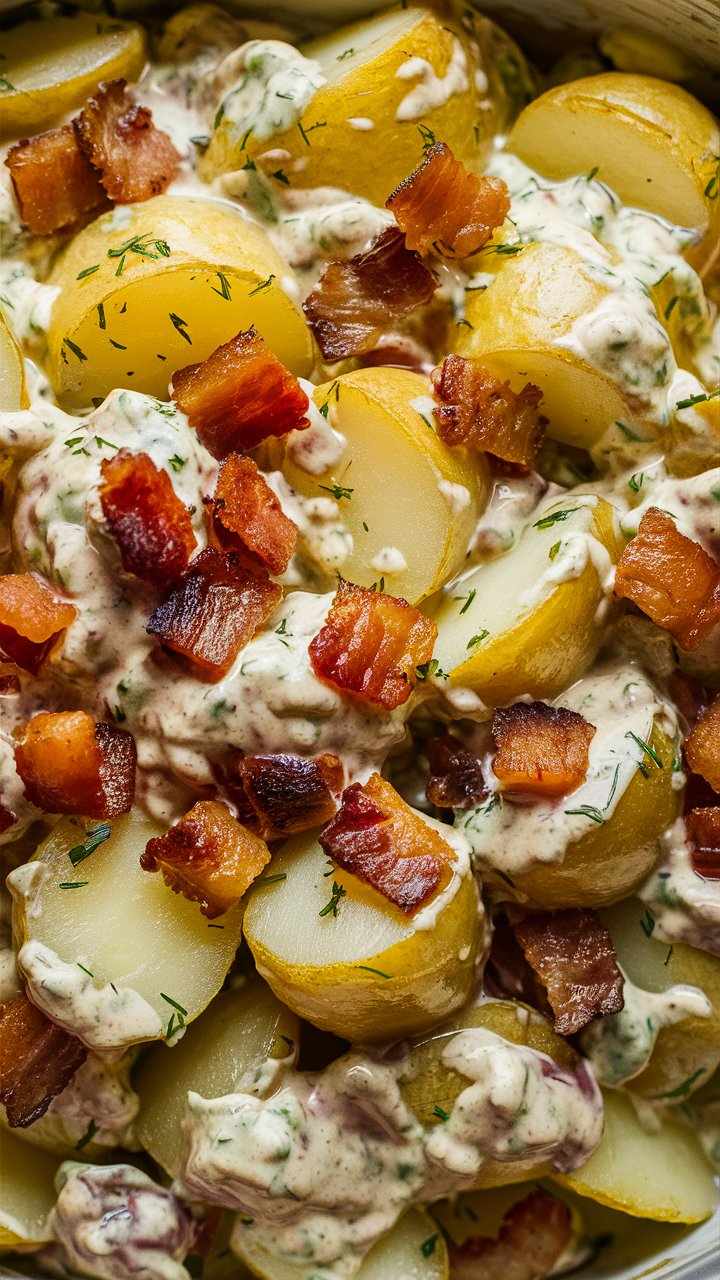 Creamy Potato Salad Recipe with Bacon