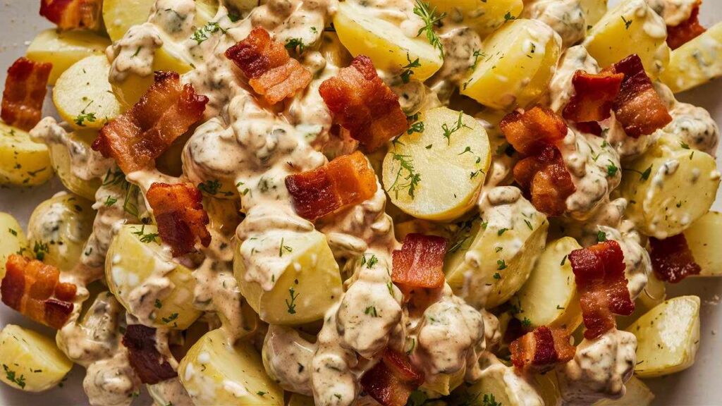 Creamy Potato Salad Recipe with Bacon