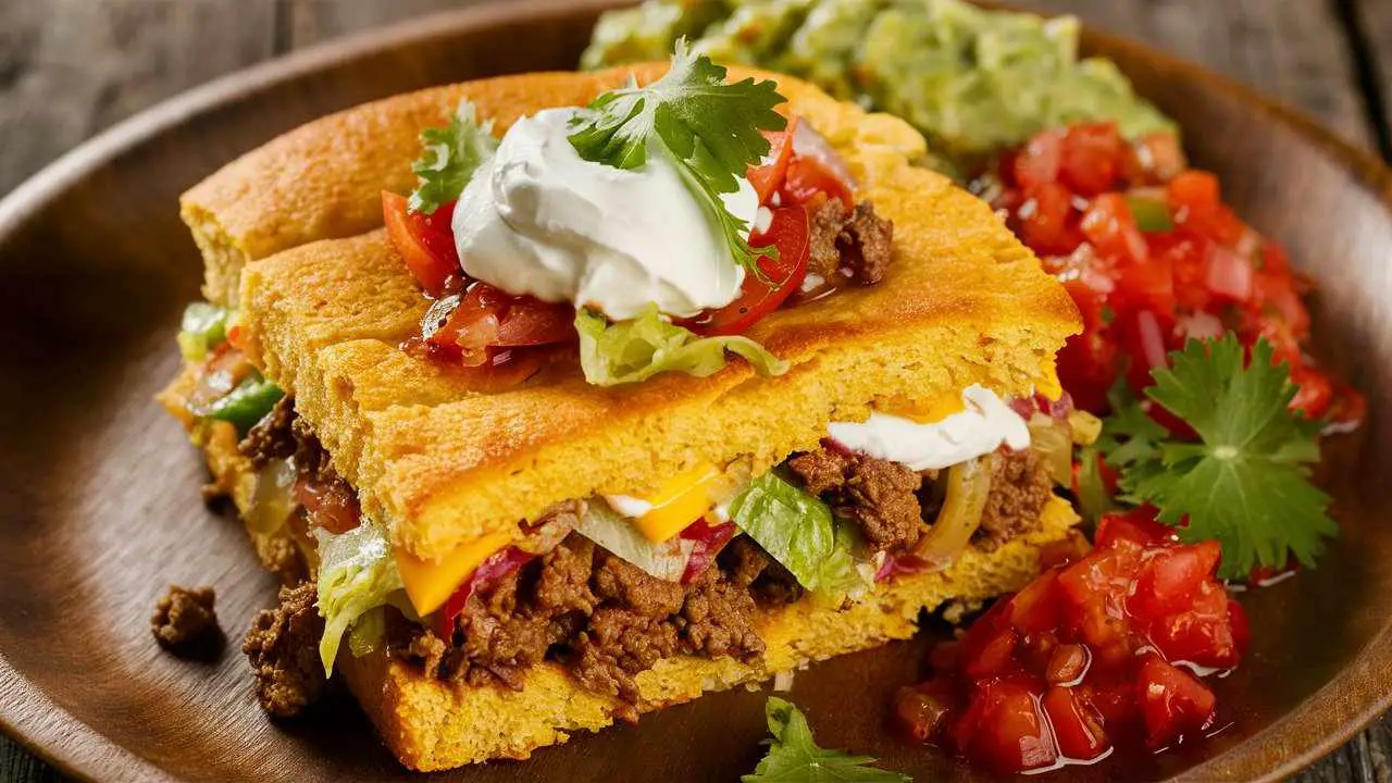 taco pie with cornbread.