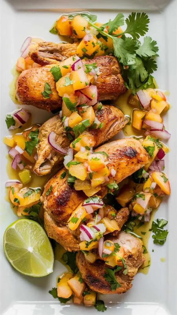 Cilantro Lime Chicken with Peach Salsa