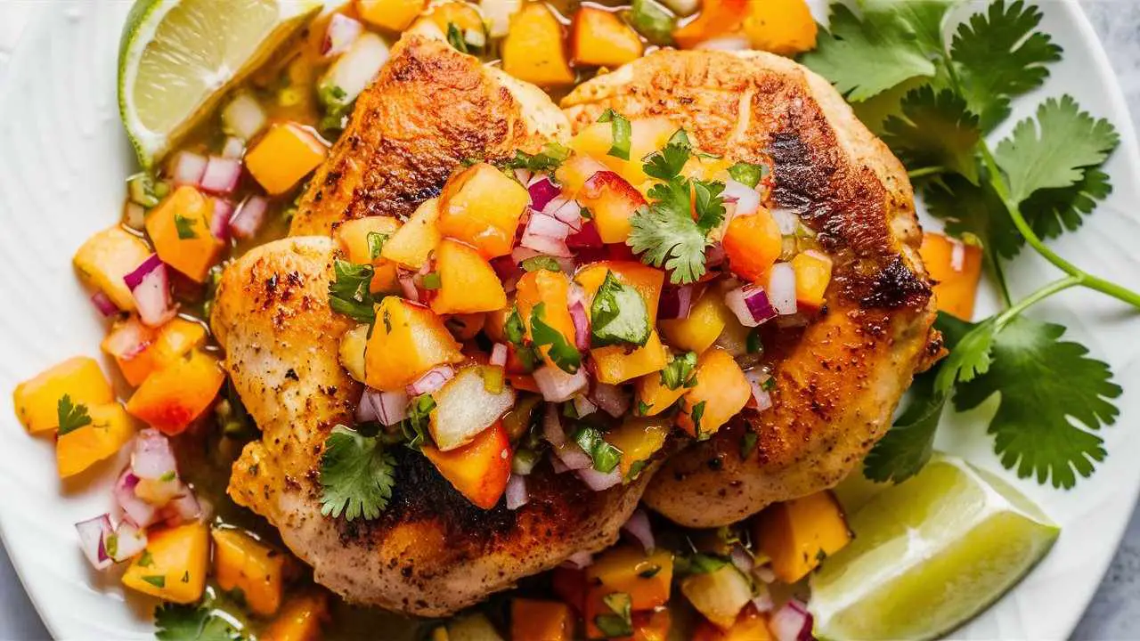 Cilantro Lime Chicken with Peach Salsa